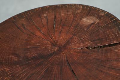 Playful Mid Century Stool or Side Table in Solid Wood and Wrought Iron 1950s