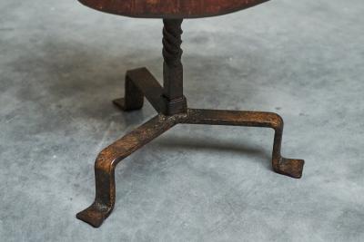 Playful Mid Century Stool or Side Table in Solid Wood and Wrought Iron 1950s