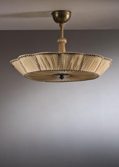 Pleated fabric pendant lamp