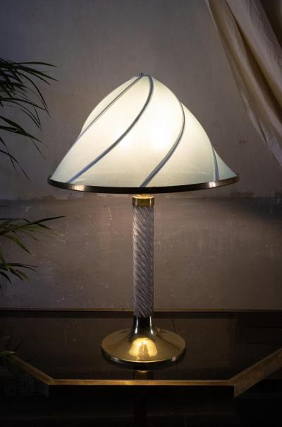 Plexiglass and Brass Table Lamp 1980s
