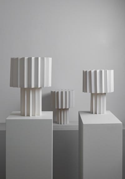 Pliss White Edition Pleated Textile Table Lamp by Folkform for rsj 