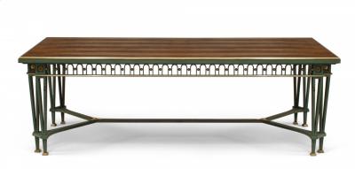 Poillerat and Quinet French Mid Century Iron and Marble Dining Table