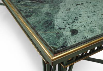 Poillerat and Quinet French Mid Century Iron and Marble Dining Table