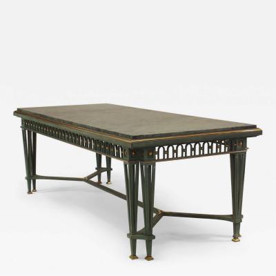 Poillerat and Quinet French Mid Century Iron and Marble Dining Table