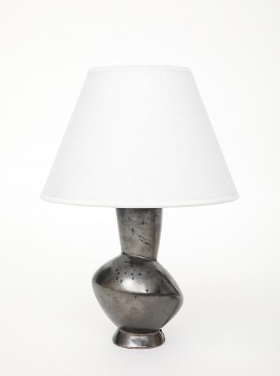 Pol Chambost Pol Chambost Ceramic Black Glaze Zoomorphic Lamp Signed Made In France S706