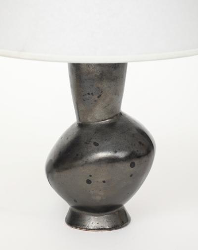 Pol Chambost Pol Chambost Ceramic Black Glaze Zoomorphic Lamp Signed Made In France S706