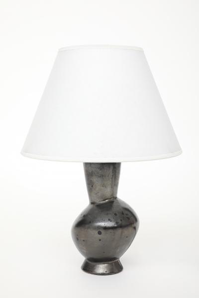 Pol Chambost Pol Chambost Ceramic Black Glaze Zoomorphic Lamp Signed Made In France S706