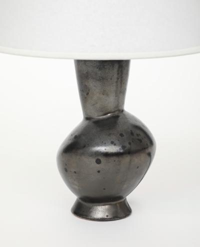 Pol Chambost Pol Chambost Ceramic Black Glaze Zoomorphic Lamp Signed Made In France S706