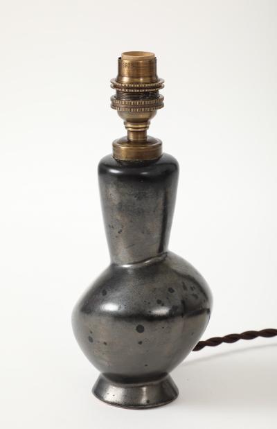 Pol Chambost Pol Chambost Ceramic Black Glaze Zoomorphic Lamp Signed Made In France S706