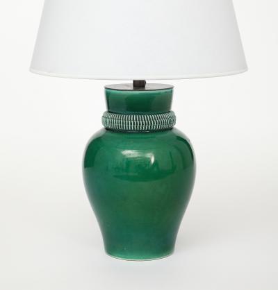 Pol Chambost Pol Chambost Green Glazed Ceramic Lamp stamped Made In France