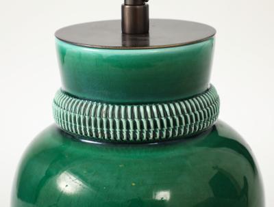 Pol Chambost Pol Chambost Green Glazed Ceramic Lamp stamped Made In France