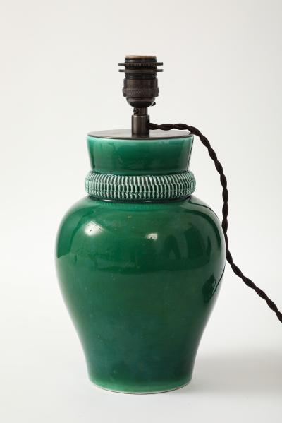 Pol Chambost Pol Chambost Green Glazed Ceramic Lamp stamped Made In France