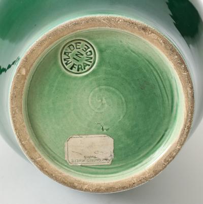Pol Chambost Pol Chambost Green Glazed Ceramic Lamp stamped Made In France