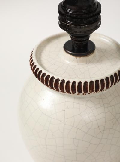 Pol Chambost Pol Chambost Ivory Crackle Ceramic Lamp France c 1930
