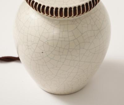 Pol Chambost Pol Chambost Ivory Crackle Ceramic Lamp France c 1930