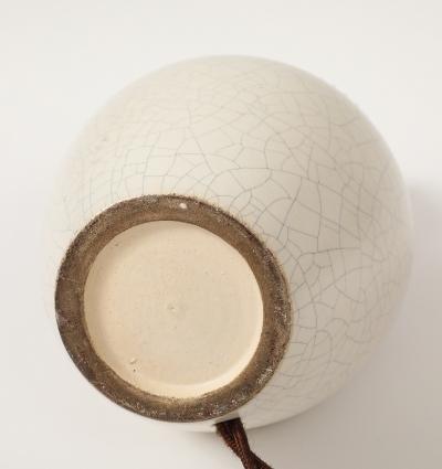 Pol Chambost Pol Chambost Ivory Crackle Ceramic Lamp France c 1930
