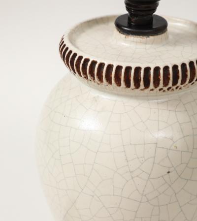 Pol Chambost Pol Chambost Ivory Crackle Ceramic Lamp France c 1930