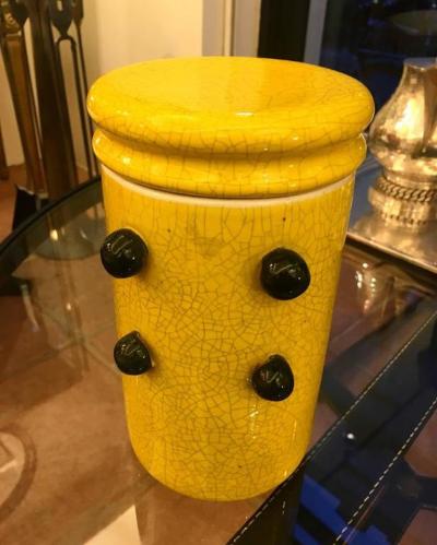 Pol Chambost Pol Chambost Signed Rare Yellow and Black Ceramic Pot