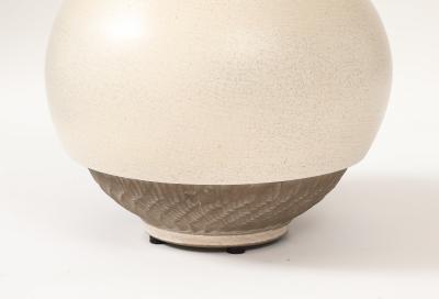 Pol Chambost Pol Chambost White Brown Ceramic Lamp France c 1930