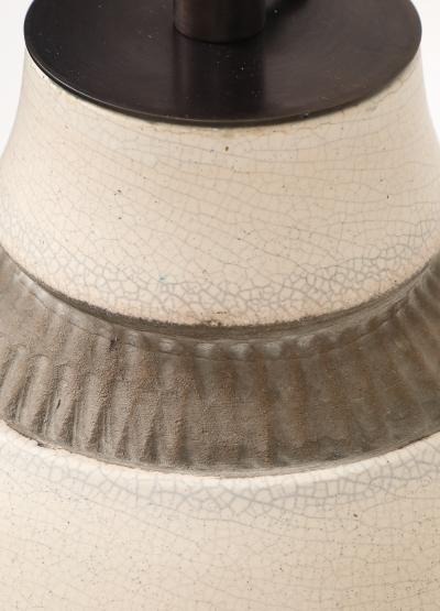 Pol Chambost Pol Chambost White Brown Ceramic Lamp France c 1930