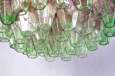 Poliedri Pink Amethyst and Green Murano Glass Chandelier