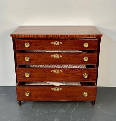 Polished 18th 19th Century Mahogany Chest Dresser or Commode Bronze Accents