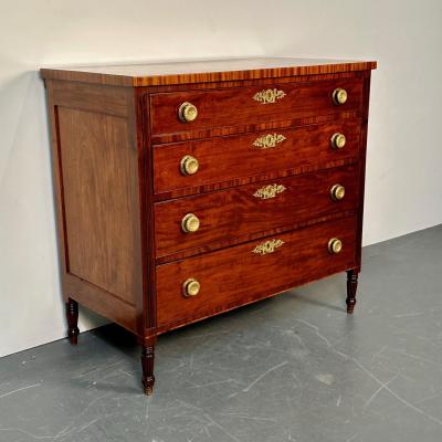 Polished 18th 19th Century Mahogany Chest Dresser or Commode Bronze Accents