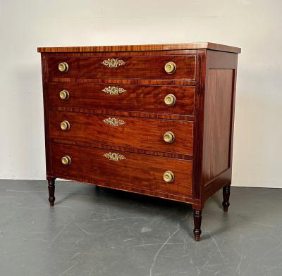 Polished 18th 19th Century Mahogany Chest Dresser or Commode Bronze Accents