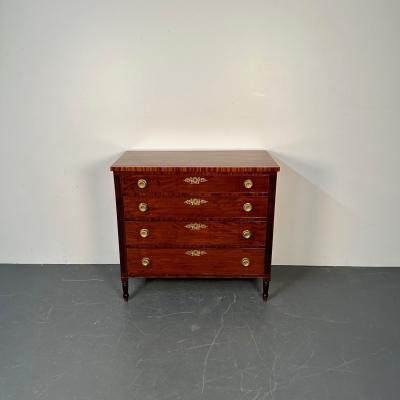 Polished 18th 19th Century Mahogany Chest Dresser or Commode Bronze Accents