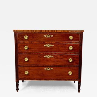 Polished 18th 19th Century Mahogany Chest Dresser or Commode Bronze Accents