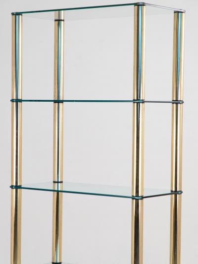 Polished Brass Etagere with Glass Shelves USA 1970s