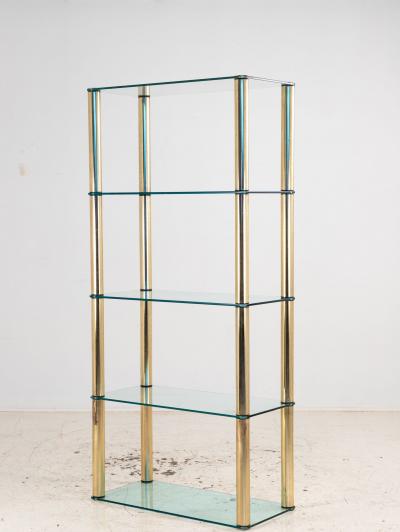 Polished Brass Etagere with Glass Shelves USA 1970s
