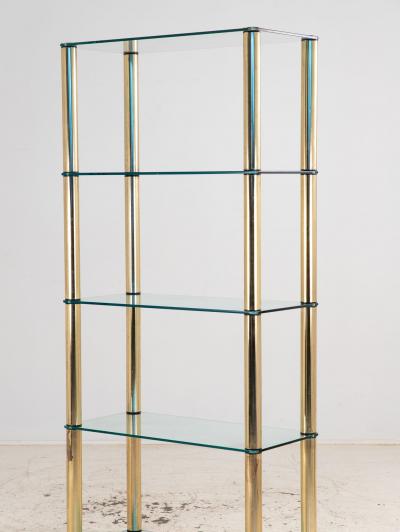 Polished Brass Etagere with Glass Shelves USA 1970s