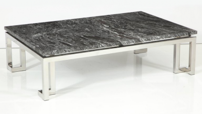 Polished Chrome Greek Key Coffee Table 