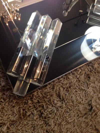 Polished Chrome and Lucite Corner Mirror