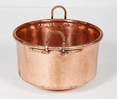 Polished Copper Cauldron with Double Handles