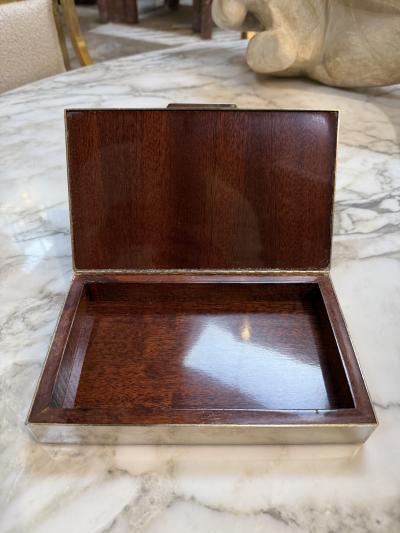 Polished Metal Box with Diagonal Line Design