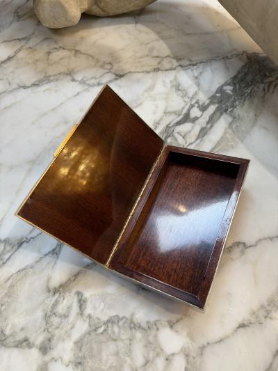 Polished Metal Box with Diagonal Line Design