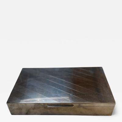 Polished Metal Box with Diagonal Line Design