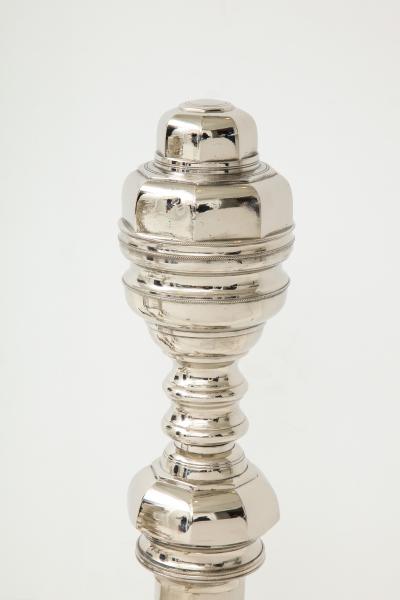 Polished Nickel Engine Turned Andirons