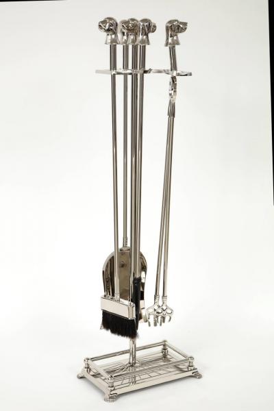 Polished Nickel Retriever Fire Tools