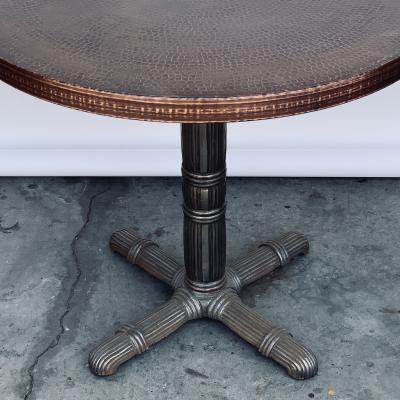 Polished Steel and Antiviral Raw Copper Top Gueridon Side Table