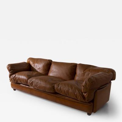 Poltrona Frau Italian Leather Poppy Sofa by Tito Agnoli for Poltrona Frau