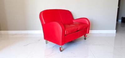 Poltrona Frau Italian Red Leather Sofa Daisy by Poltrona Frau Italy 2008