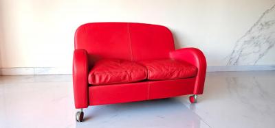 Poltrona Frau Italian Red Leather Sofa Daisy by Poltrona Frau Italy 2008