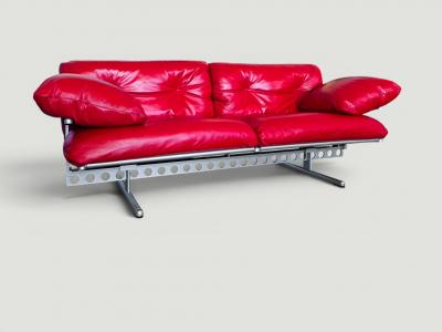 Poltrona Frau Poltrona Frau Ouverture Red Sofa designed by Pierluigi Cerri 2003