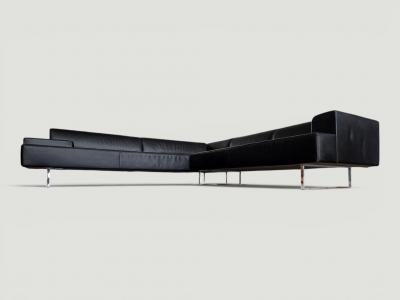 Poltrona Frau Poltrona Frau Quadra Black Leather Sectional Sofa by Studio Cerri 2005 Italy