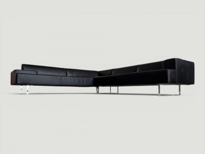 Poltrona Frau Poltrona Frau Quadra Black Leather Sectional Sofa by Studio Cerri 2005 Italy