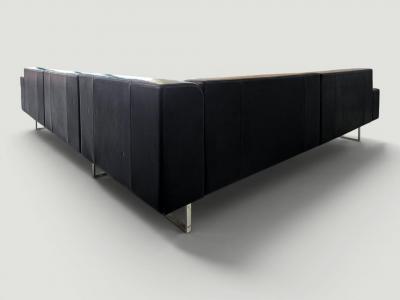 Poltrona Frau Poltrona Frau Quadra Black Leather Sectional Sofa by Studio Cerri 2005 Italy