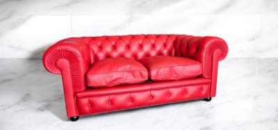 Poltrona Frau Red Leather Chester Sofa by Poltrona Frau 1993